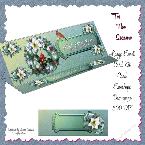 DL CARD, DECOUPAGE, ENVELOPE KIT - TIS THE SEASON