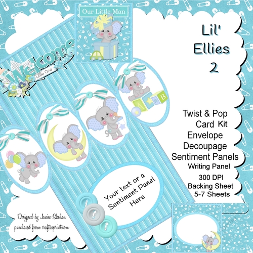 TWIST AND POP CARD KIT - LIL ELLIES 2 NEW BABY BOY