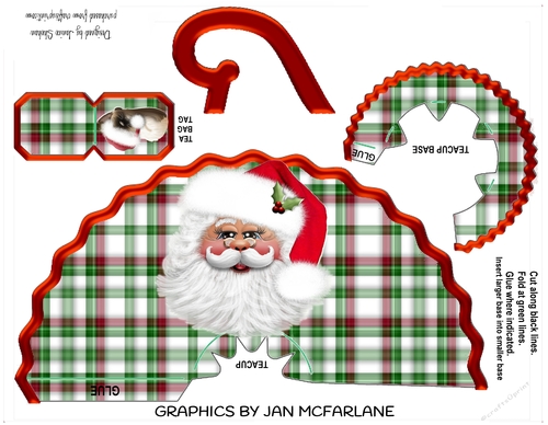 SANTA CHRISTMAS - TEA CUP TEACUP FAVOR GIFT BOX BAG