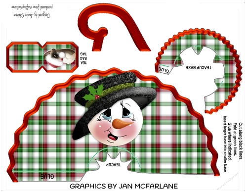 FROSTY SNOWMAN CHRISTMAS - TEA CUP TEACUP FAVOR GIFT BOX BAG