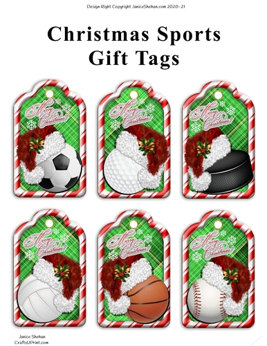 GIFT TAGS CHRISTMAS - SPORTS X 6