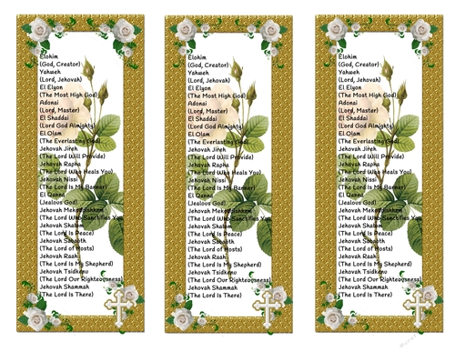 NAMES OF GOD BOOKMARKS - WHITE ROSES