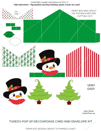 TUXEDO POP UP CARD AND ENVELOPE KIT - HAPPY SNOWMAN