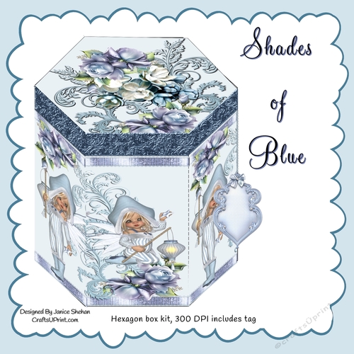 HEXAGON GIFT BOX - SHADES OF BLUE