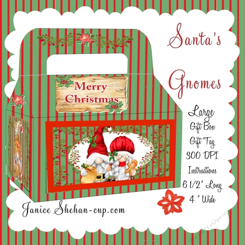 CHISTMAS GNOMES GIFT BOX GINGER BREAD 