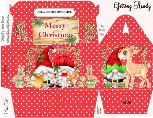 GABLE TOP GIFT BOX - GNOMES - GETTING READY