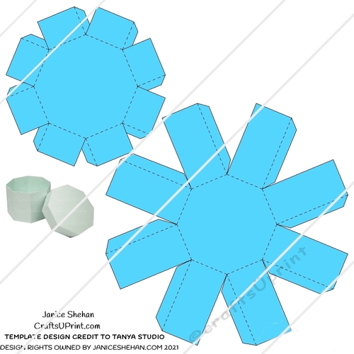 OCTAGON SHORT GIFT BOX TEMPLATE - FAVOR BOX TEMPLATE