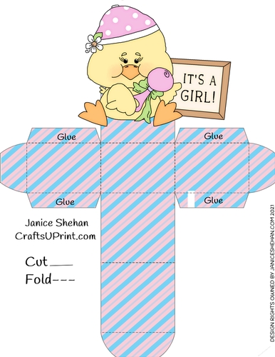 BABY GIRL DUCK FAVOR GIFT BOX