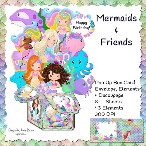 MERMAIDS POP UP BIRTHDAY BOX CARD