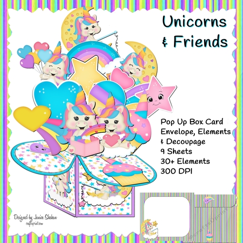 UNICORN UNICORNS POP UP BIRTHDAY BOX CARD