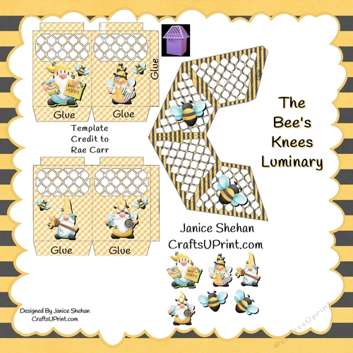 GNOMES AND BEES LUMINARY LUMINARIES DECOUPAGE