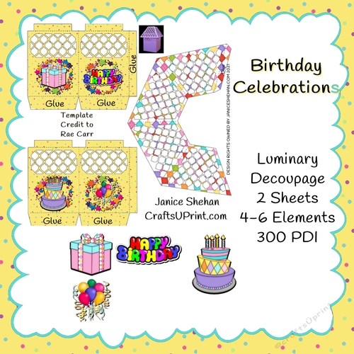BIRTHDAY CELEBRATIONS LUMINARY LUMINARIES DECOUPAGE