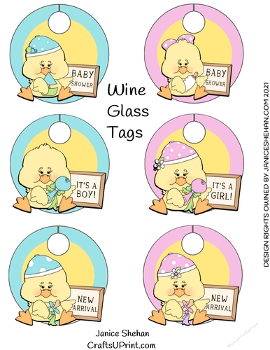WINE GLASS TAGS BABY SHOWER NEW BABY