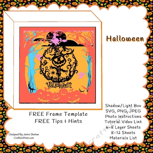 Halloween Paper Cut Light Box Template files SVG, Shadow Box SVG Cricut File, Cutting Cricut, Shadow Paper Cut, DIY