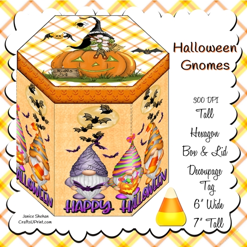GNOME GNOMES HALLOWEEN, GIFT BOX, HEXAGON BOXES