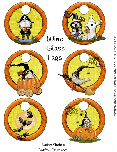 GNOME GNOMES  WINE GLASS MARKERS TAGS