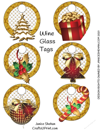 CHRISTMAS WINE GLASS MARKERS TAGS