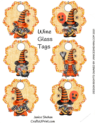 HALLOWEEN WINE GLASS MARKERS TAGS