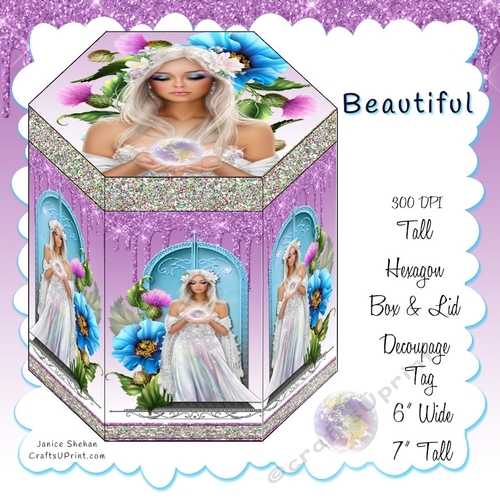 BEAUTIFUL WOMAN, BIRTHDAY, GIFT BOX, TALL HEXAGON BOXES