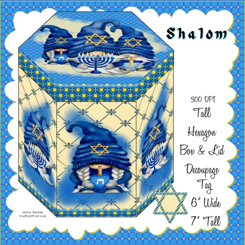 HANUKKAH, PASSOVER, SHALOM, YOM KIPPUR, HEXAGON GIFT BOX