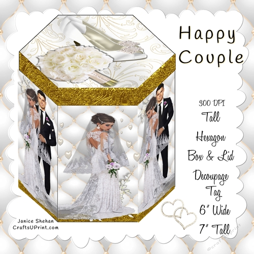 BRIDAL, WEDDING, BRIDE, GROOM, HEXAGON GIFT BOX