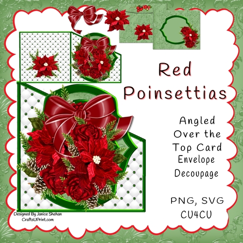 ANGLED OVER THE TOP CARD CHRISTMAS POINSETTIAS