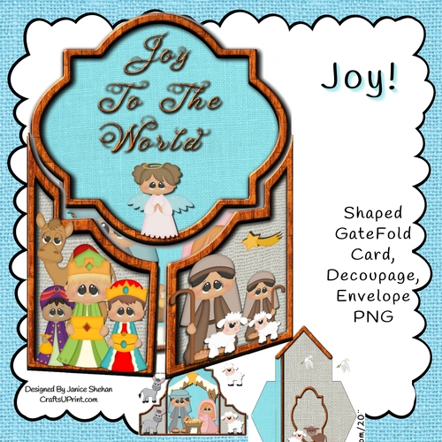 GATEFOLD CARD FEATURING THE NATIVITY, JESUS, DECOUPAGE, ENVELOPE KIT