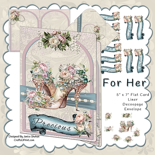 GORGEOUS 5 X 7 WEDDING BIRTHDAY CARD ENVELOPE DECOUPAGE KIT