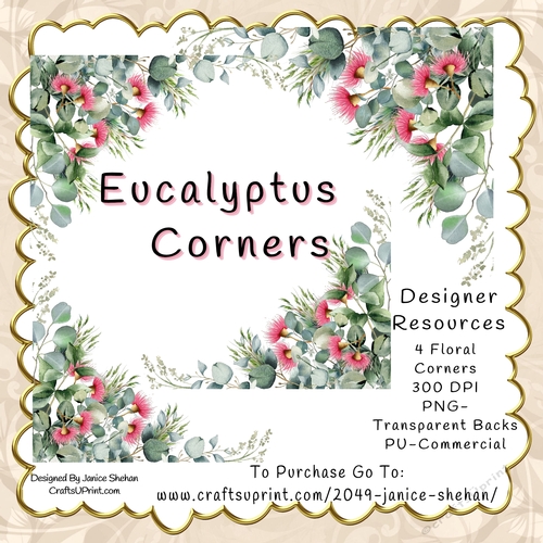   EUCALYPTUS DESIGNER RESOURCE FLORAL CORNER PNG CLIPART