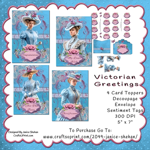 VICTORIAN LADIES 5X7 BUMPER KIT DECOUPAGE ENVELOPE