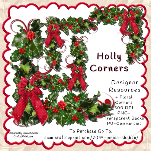 CHRISTMAS HOLLY CORNER PNG CLIPART