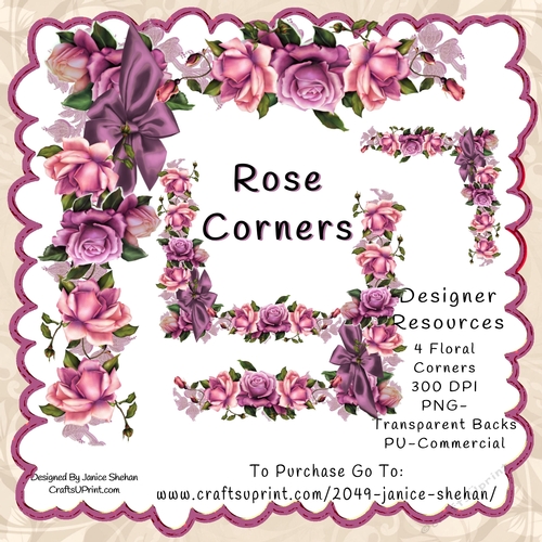 ROSE ROSES FLORAL FLOWER CORNER PNG CLIPART
