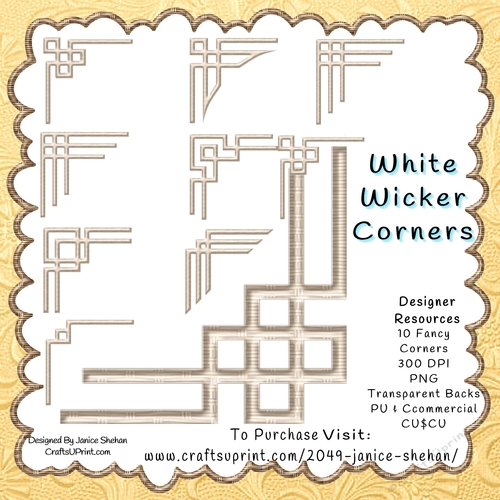 DESIGNER RESOURCES 10 PNG CLIPART DECORATE CORNERS WHITE WICKER