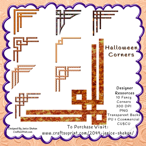 DESIGNER RESOURCES 10 PNG CLIPART DECORATE CORNERS HALLOWEEN