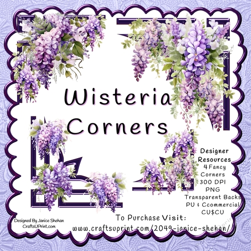 WISTERIA DESIGNER RESOURCES 10 PNG CLIPART DECORATE CORNERS 