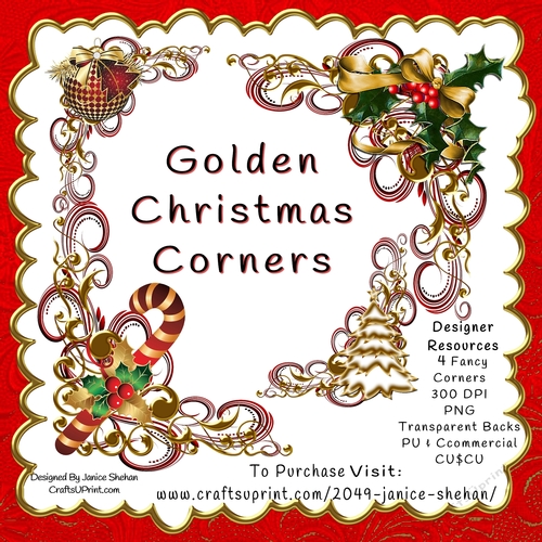 GOLDEN CHRISTMAS DESIGNER RESOURCES 10 PNG CLIPART DECORATE CORNERS 