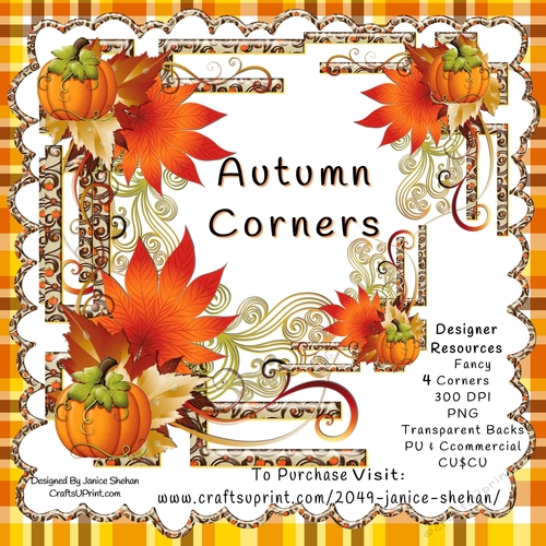 AUTUMN FALL THANKSGIVING HALLOWEEN DESIGNER RESOURCES 4 PNG CLIPART DECORATE CORNERS 