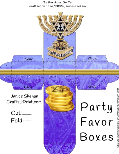CHANUKKAH HANUKKAH JEWISH FAVOR GIFT BOX GOLD MENORAH