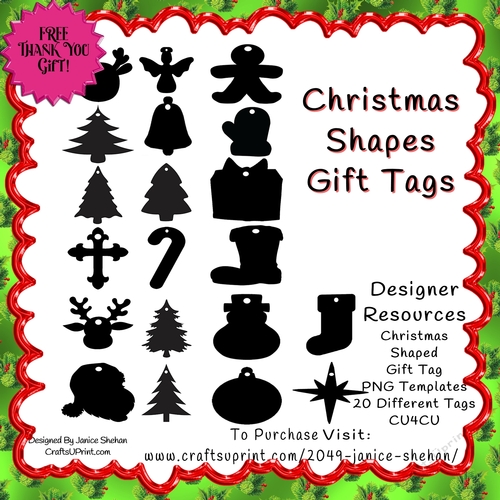 CHRISTMAS SHAPES, TEMPLATES, CU4CU, GIFT TAGS, PNG 