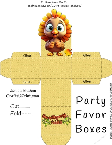 THANKSGIVING, TURKEY, USA, FAVOR GIFT BOX, Box 3