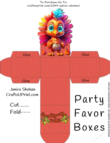 THANKSGIVING, TURKEY, USA, FAVOR GIFT BOX, Box 4