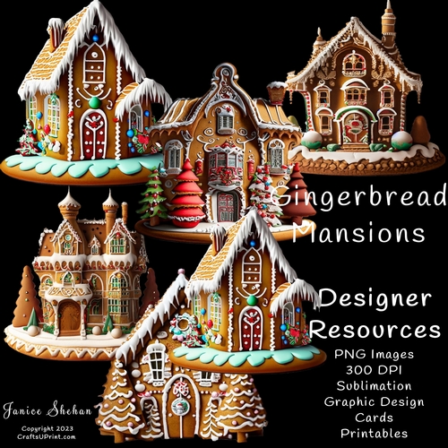 GINGERBREAD VICTORIAN, MANSIONS, PNG, CLIPART, CHRISTMAS