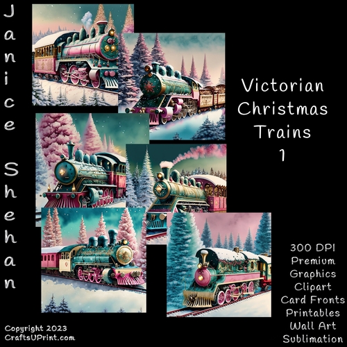 CHRISTMAS VICTORIAN TRAINS 1, CARD FRONT, 
