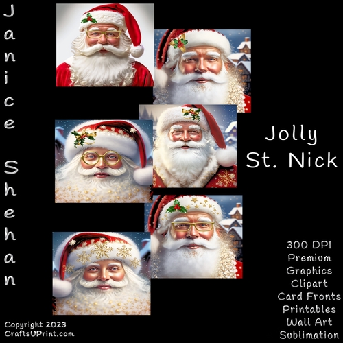 CHRISTMAS, SANTA, SANTA CLAUS, ST. NICK, BUNDLE, CARD FRONTS, CLIPART, SUBLIMATION, AFRICAN ELEPHANT, PNG