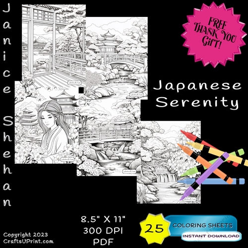 25 JAPAN, ASIAN, JAPANESE, SCENES, SERENTITY, PRINTABLE SHEETS, COLOUR ING BOOKS, CHILDREN, ADULT, PRINTABLE DIGITAL COLORING SHEETS, COLORING PAGES, COLORING BOOK