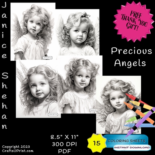 15 Precious Angels Sketches, Life Like, Angel, Angelic, Heavenly Angels Printable Coloring Pages Sheets 