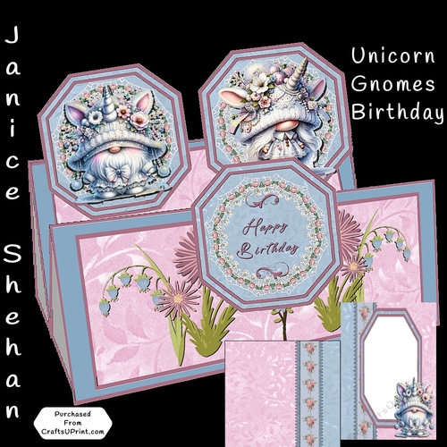 CHILDREN UNICORN BIRTHDAY FOLDING CARD, ENVELOPE, DECOUPAGE