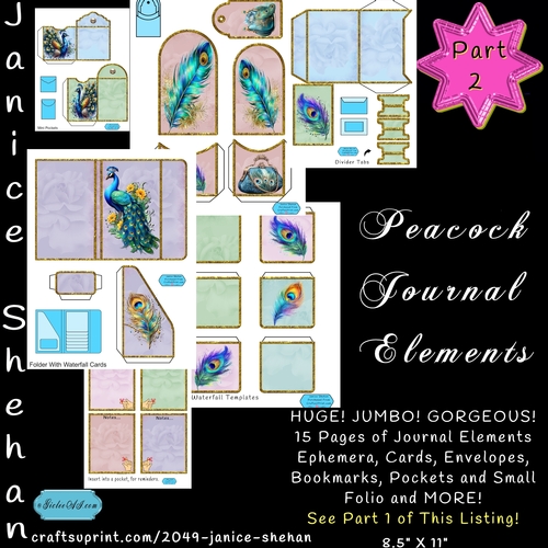 BEAUTIFUL PEACOCKS PART 2 Printable Digital Download, Ephemera, Junk Journal, General Journal Pages, Diary Scrapbooking, Clipart, Print and Cut
