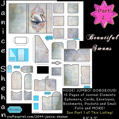 BEAUTIFUL SWANS PART 2 Printable Digital Download, Ephemera, Junk Journal, General Journal Pages, Diary Scrapbooking, Clipart, Print and Cut