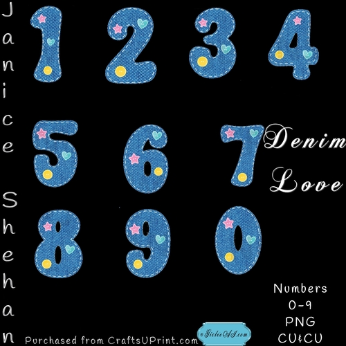 DENIM LOVE FANCY NUMBERS PNG